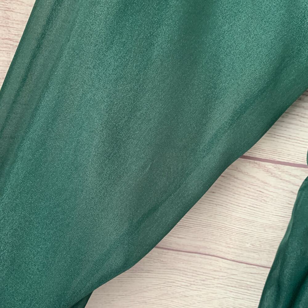 Andree by Unit Shimmery Forest Green Dress Sheer Long Sleeves Ruffle Size L - Picture 12 of 16